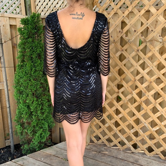 Black Open Back Sparkly Dress - Picture 2 of 2